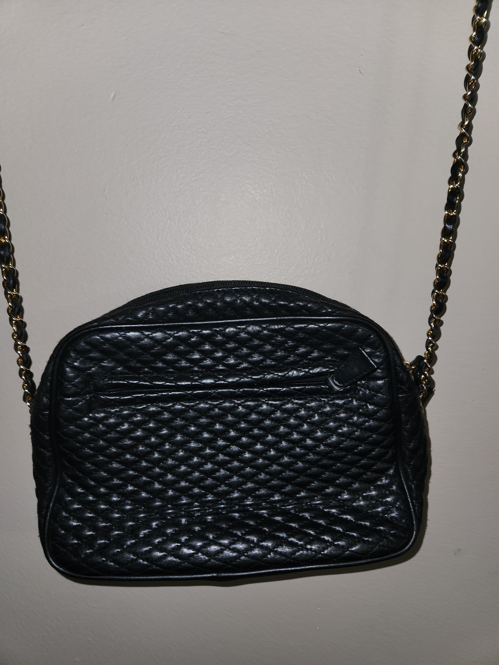 Vintage Lord & Taylor Black Quilted Shoulder Crossbody with Chain Strap